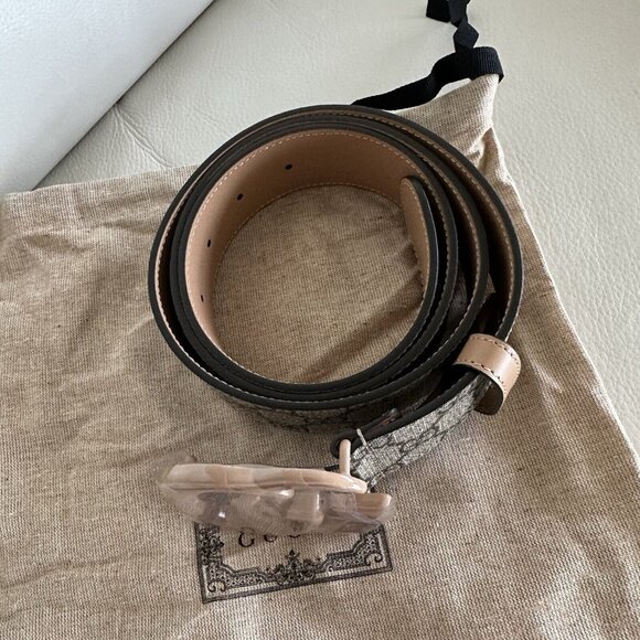 NEW Gucci Gucci GG Marmont Wide Belt 100 CM 40 In Pink Brown GG Supreme - Picture 9 of 9